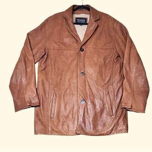 Wilsons Vintage Leather Pelle Studio Mens Brown Leather Car Coat Jacket Medium